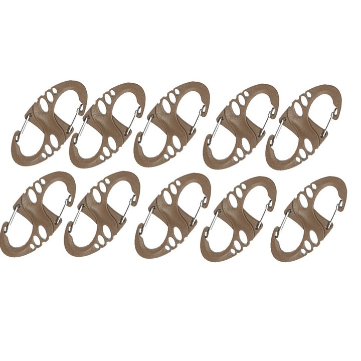 Set 10 carlige pentru camping, MIL-TEC, Polioximetilen, 4.9 cm, 4 g, Maro