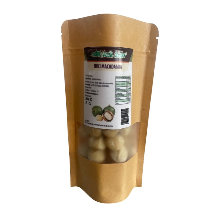 Nuci decojite Macadamia 200 gr - gust fin, textura untoasa – ambalaj SmartZip resigilabil