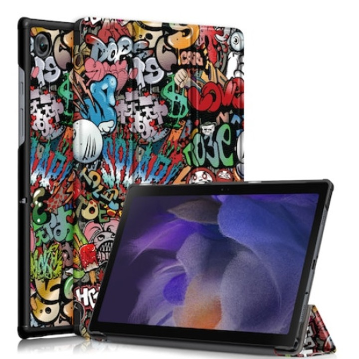 Husa Natty Pell Premium Smart Cover Slim pentru Samsung Tab A8 10.5 inch (2022) SM-X200 / X205 / X207 - Graffiti