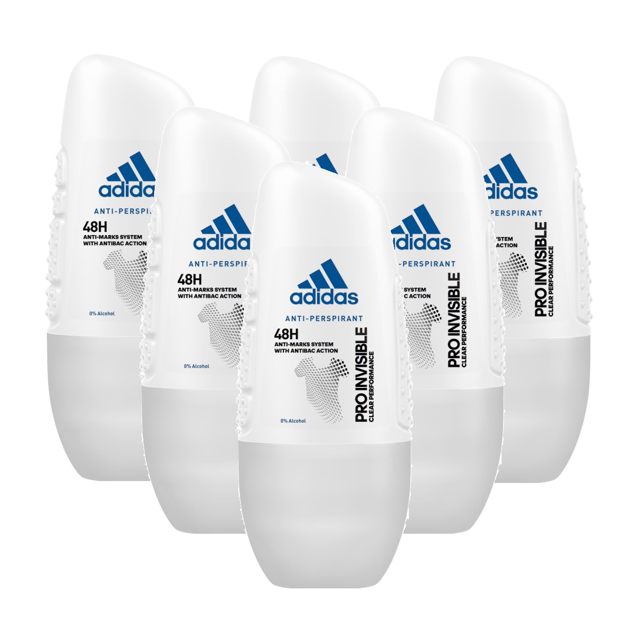 Set 6 x Antiperspirant rollon Adidas Pro Invisible pentru femei, 48h