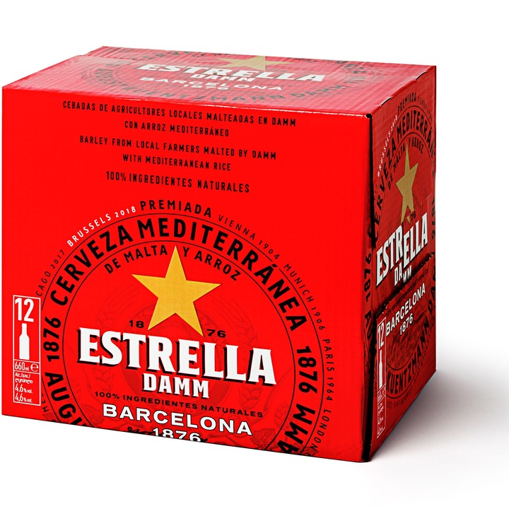 Bere Blonda Estrella Damm, Sticla, 12 x 0.66l