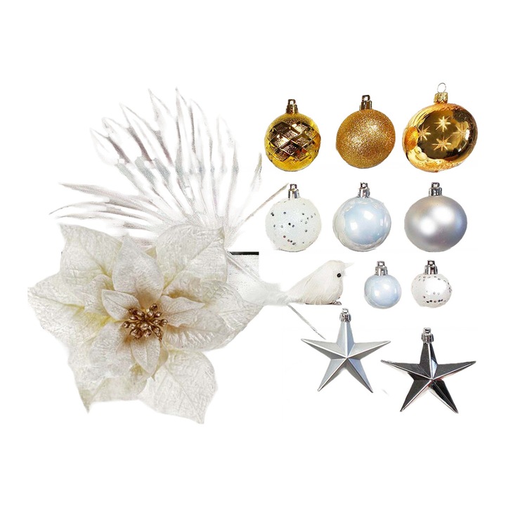 Set ornamente Craciun, 163 piese, multicolor, ecologic, pentru brazi 240-270cm