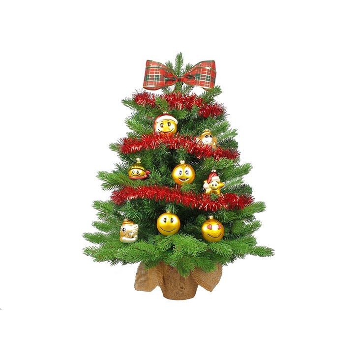 Decoratiune brad impodobit cu lumini LED, 60 cm, Multicolor