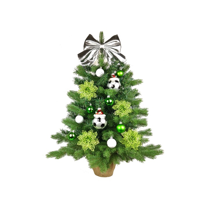 Decoratiune brad impodobit cu lumini LED, 60 cm, Multicolor