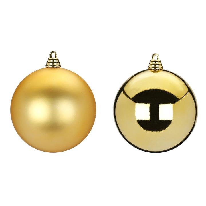 Set 2 globuri de Craciun, 10 cm, Auriu