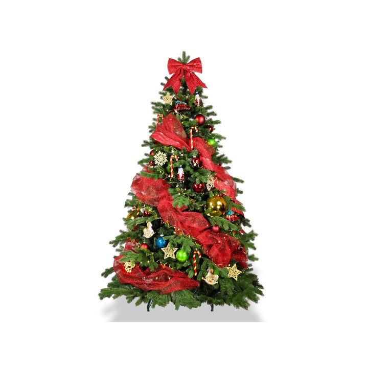 Set brad artificial/decoratiuni, Plastic, 270 cm, Multicolor