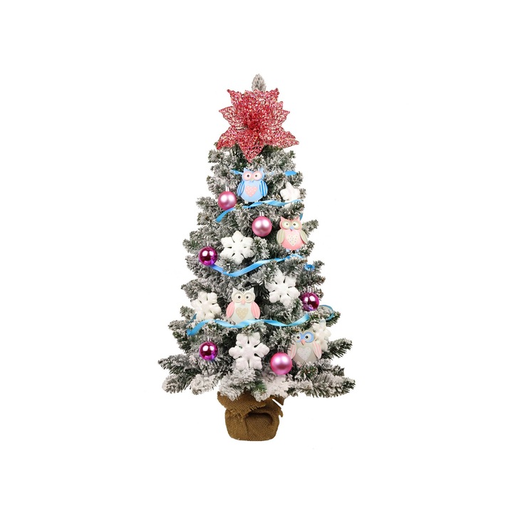 Brad de Craciun cu decoratiuni, LED, 60 cm, Multicolor