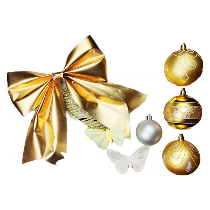 Karácsonyi díszkészlet 136 db luxus dobozban BRIGHT ELEGANCE karácsonyfához 240-270 cm