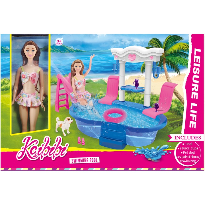 Комплект кукла Mappy, 29 см, С басейн и аксесоари