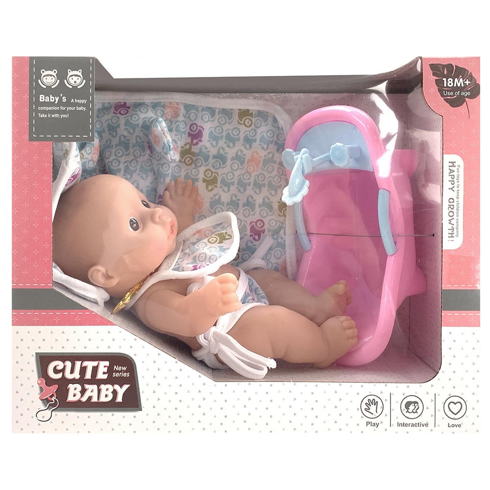 Papusa Mappy bebelus 20 cm, cu cadita