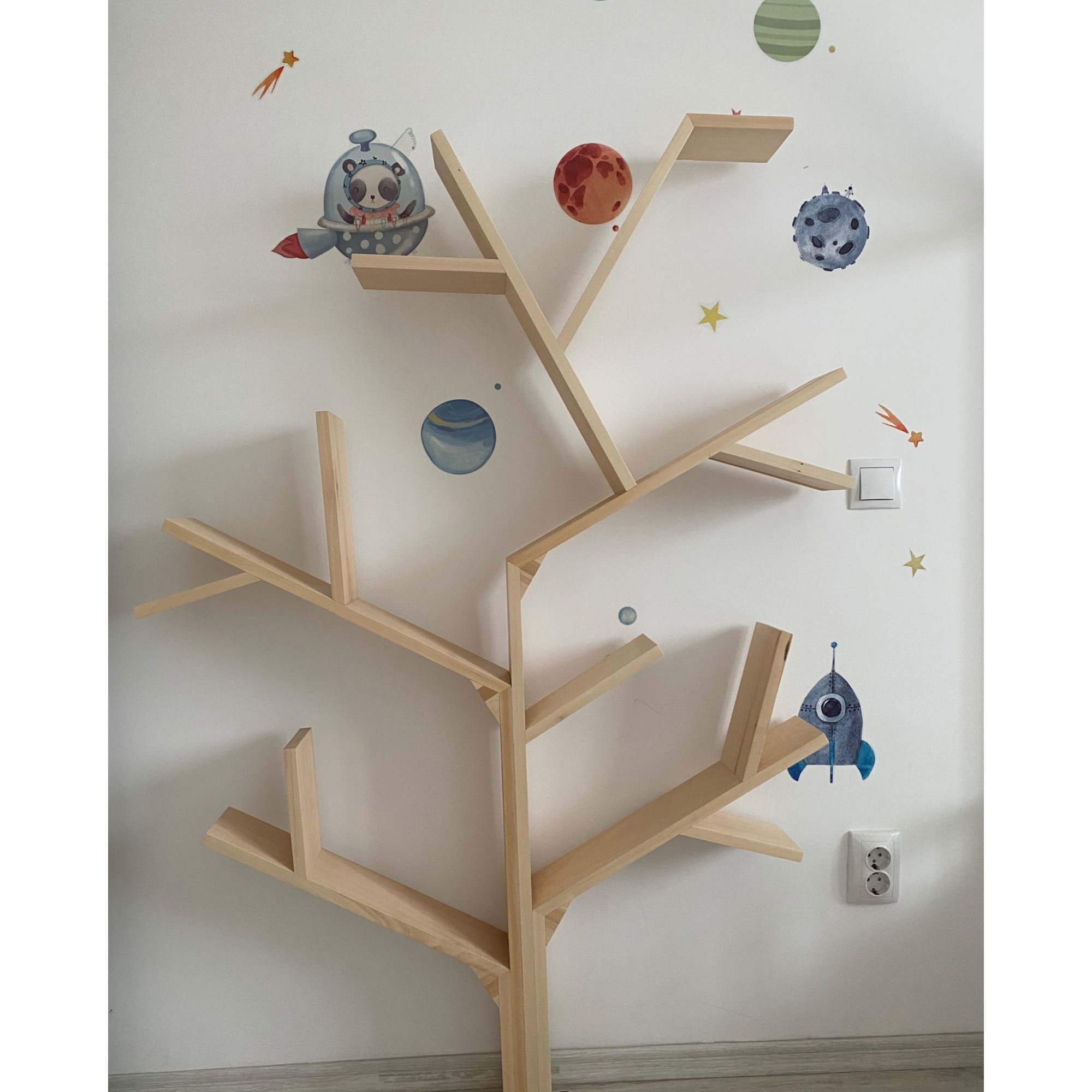 Етажерка, Формата на дърво, 8 рафта, Естествено дърво, 170 x 110 см ...