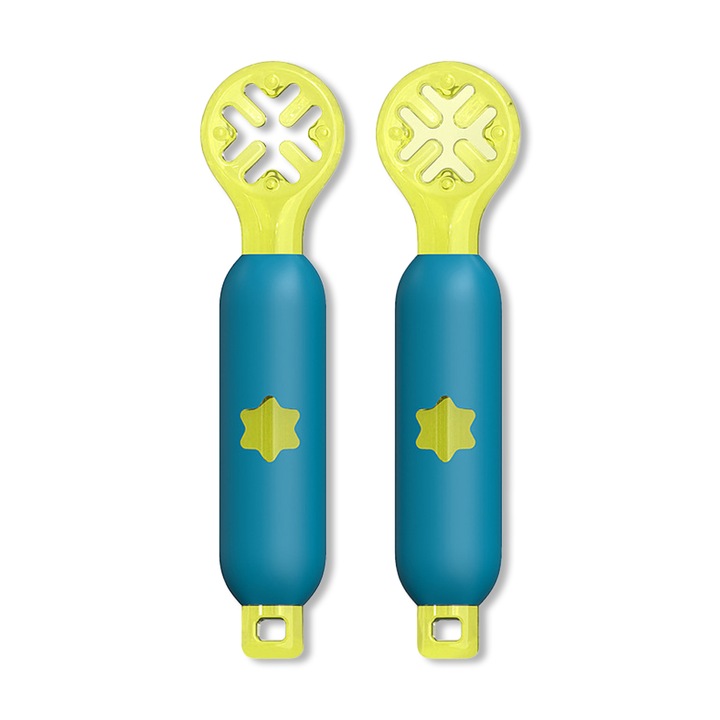2 db QttvbTna bébi kanál készlet, szilikon, kék/sárga