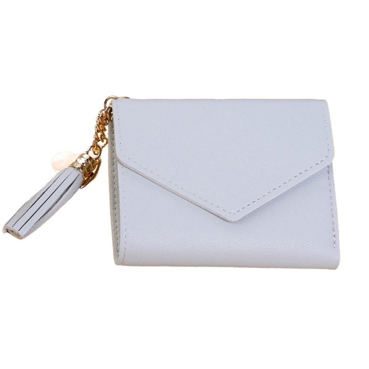 Portofel dama, AMRINUGL, Piele ecologica, 11.5 x 9 cm, Gri