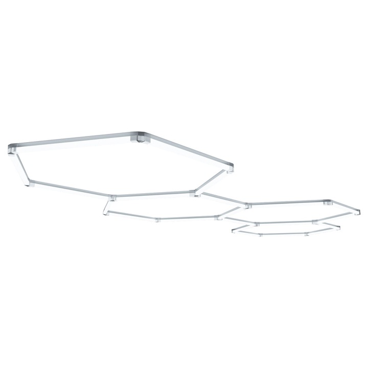 Плафон LED Market®, 4 шестоъгълника, 3884x1572mm, 189W/час, 19845lm, 50 000 часа, 4000K естествена светлина, T10 Detailing and Barbershop, Енергиен клас F