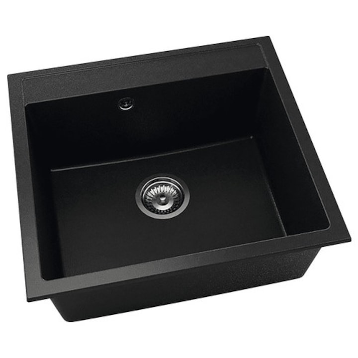 Chiuveta Bucatarie Cu O Cuva Fat Avangard 226 56x51 Cm, Fara Picurator, Fatgranit Black Metallic
