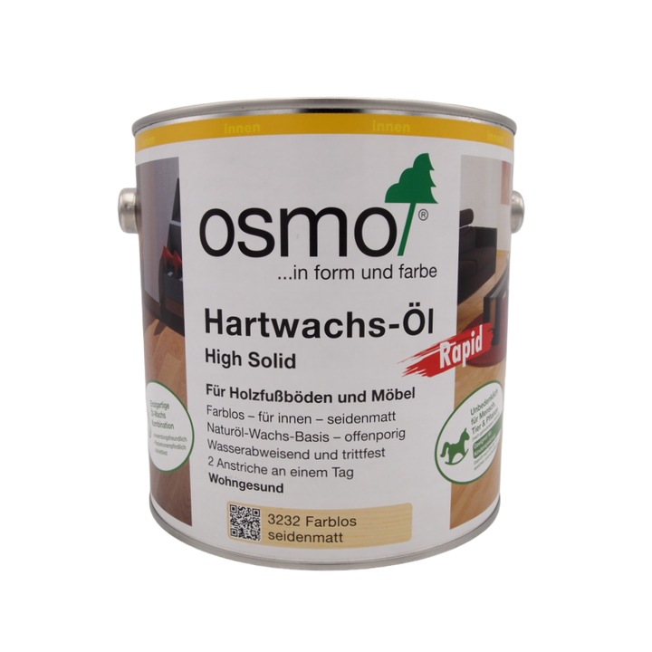 Ulei de trafic intens pentru parchet din lemn, Osmo, Polyx-Oil Rapid, transparent, 2,5 L