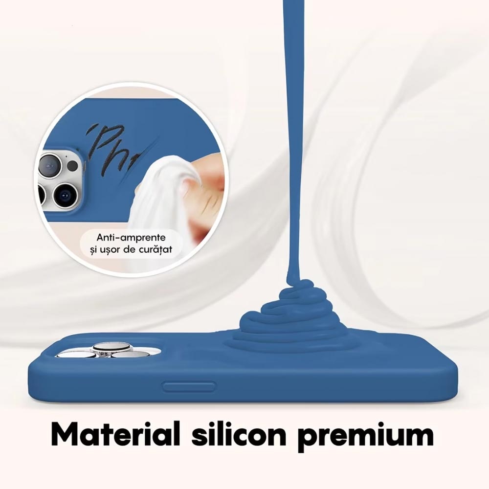 Husa BestCase® Premium Silicon, Compatibila Cu Xiaomi Redmi Note 13 5G, 1.2MM Slim, Microfibra in interior, Antisoc, Rezistent la socuri, Protectie Camera, Margini ridicate pentru protectia ecranului, Albastru inchis