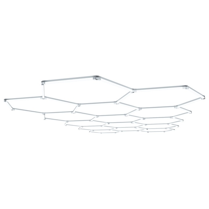 Aplica de tavan/perete 15 hexagoane 5996x2991mm 540W/ora, 53865lm, 50 000 ore, 3000K lumina calda, T10 Detailing and Barbershop, LED Market®, clasa energetica F