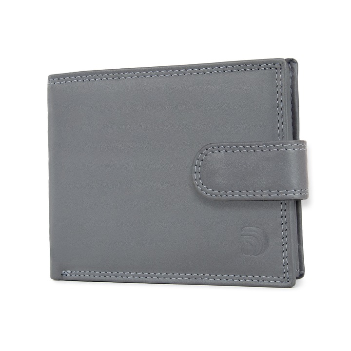 Мъжки портфейл Delis, Iacov PT1176, естествена кожа, сив