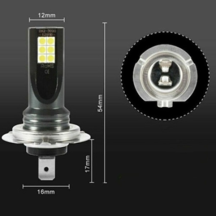 Set de 2 becuri led Xentech Light H7 12 SMD 3030 12V