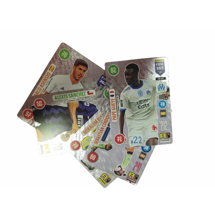 Ahelos kártyák, focisták, műanyag, ezüst