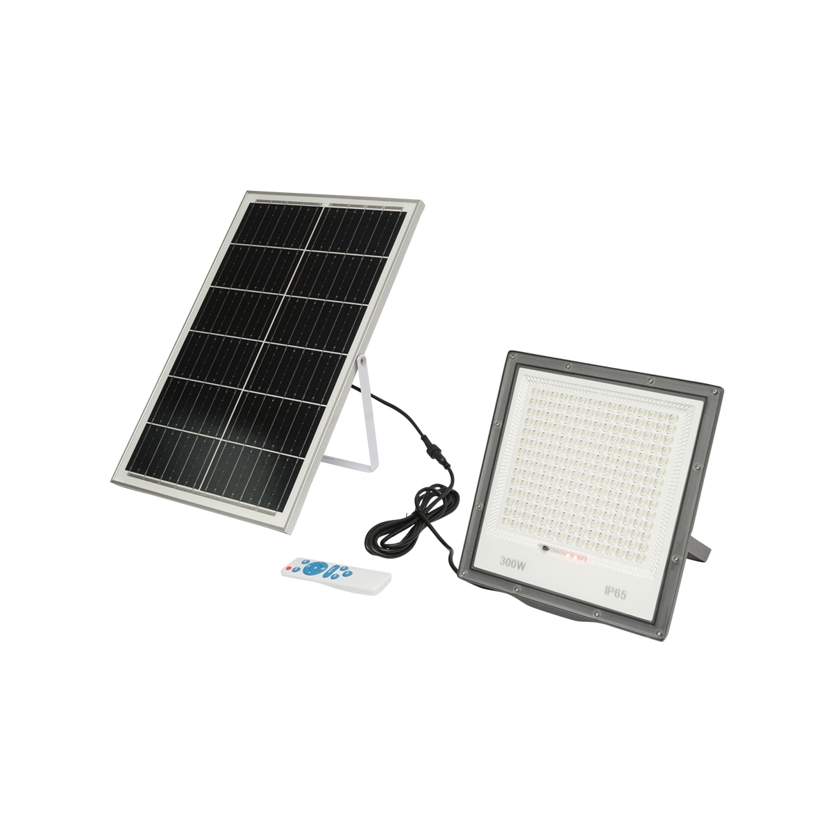 Proiector led de 300w cu panou solar 30W, baterie si telecomanda ...