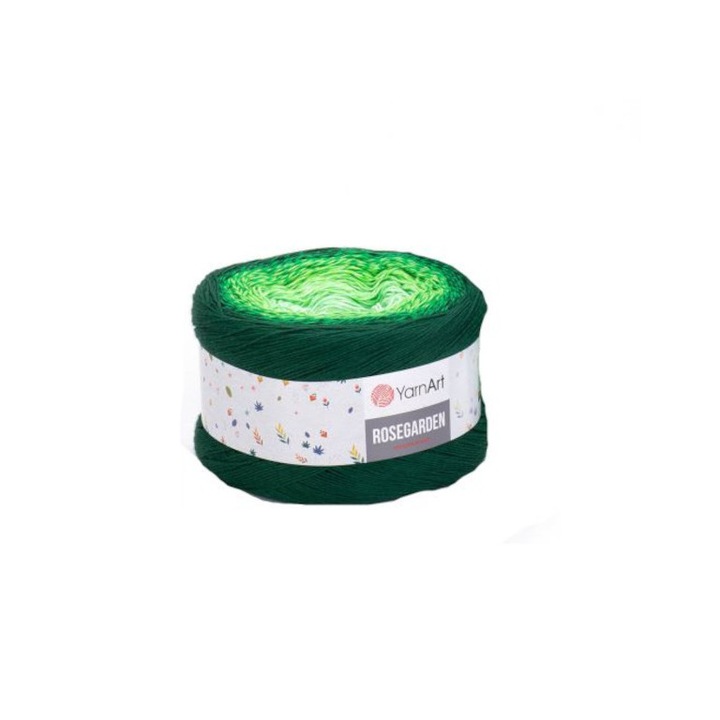 Fir Textil Yarnart Rosegarden 319, pentru crosetat si tricotat, bumbac, multicolor, 1000 m