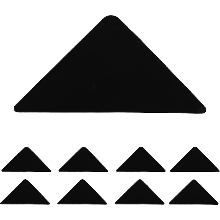 Set 8 Antiderapante Pentru Fixarea Covoarelor, JENUOS®, Triunghiuri din Cauciuc Anti, Negru