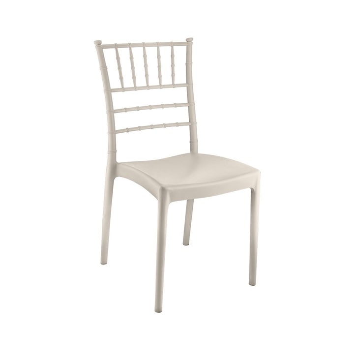 Set 6 scaune evenimente/ gradina/ terasa/ bucatarie TIFFANY, plastic, alb, 44x42xh92cm