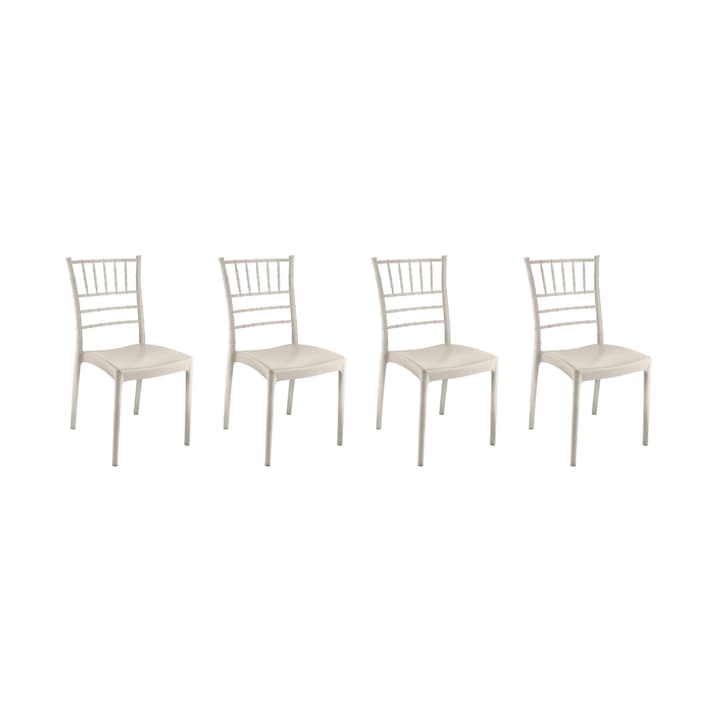 Set 4 scaune evenimente/ gradina/ terasa/ bucatarie TIFFANY, plastic, alb, 44x42xh92cm
