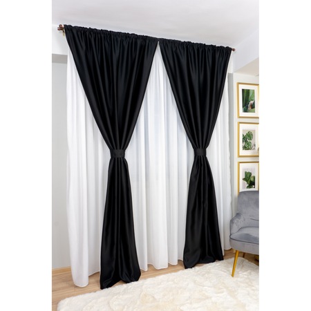 Set 2 Draperii Blackout Harnicuta Negru Uni 2x145x245cm cu Rejansa