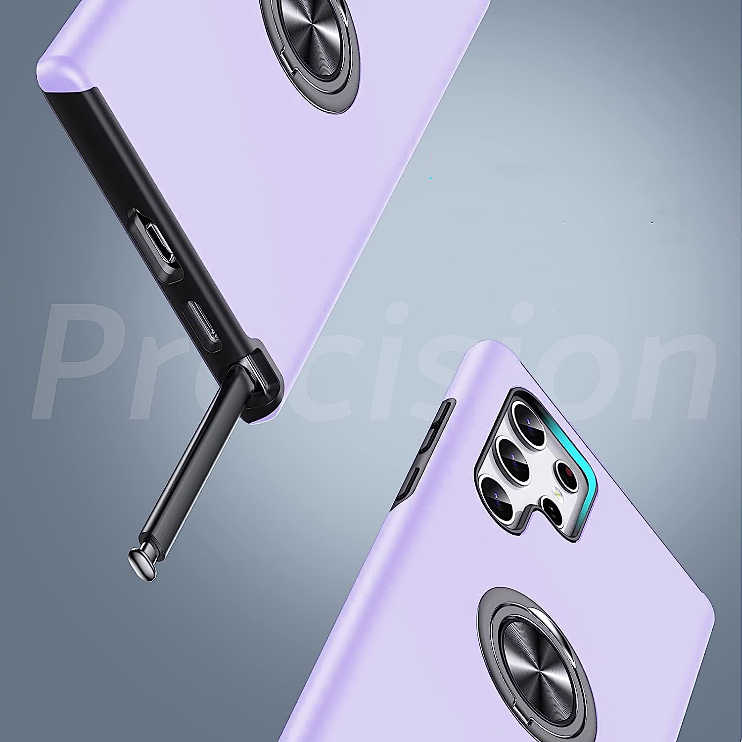Husa pentru Samsung Galaxy S22 ULTRA, inel rotativ 360° si Kickstand, Protectie Militara Antisoc, cu disipare termica, Purple