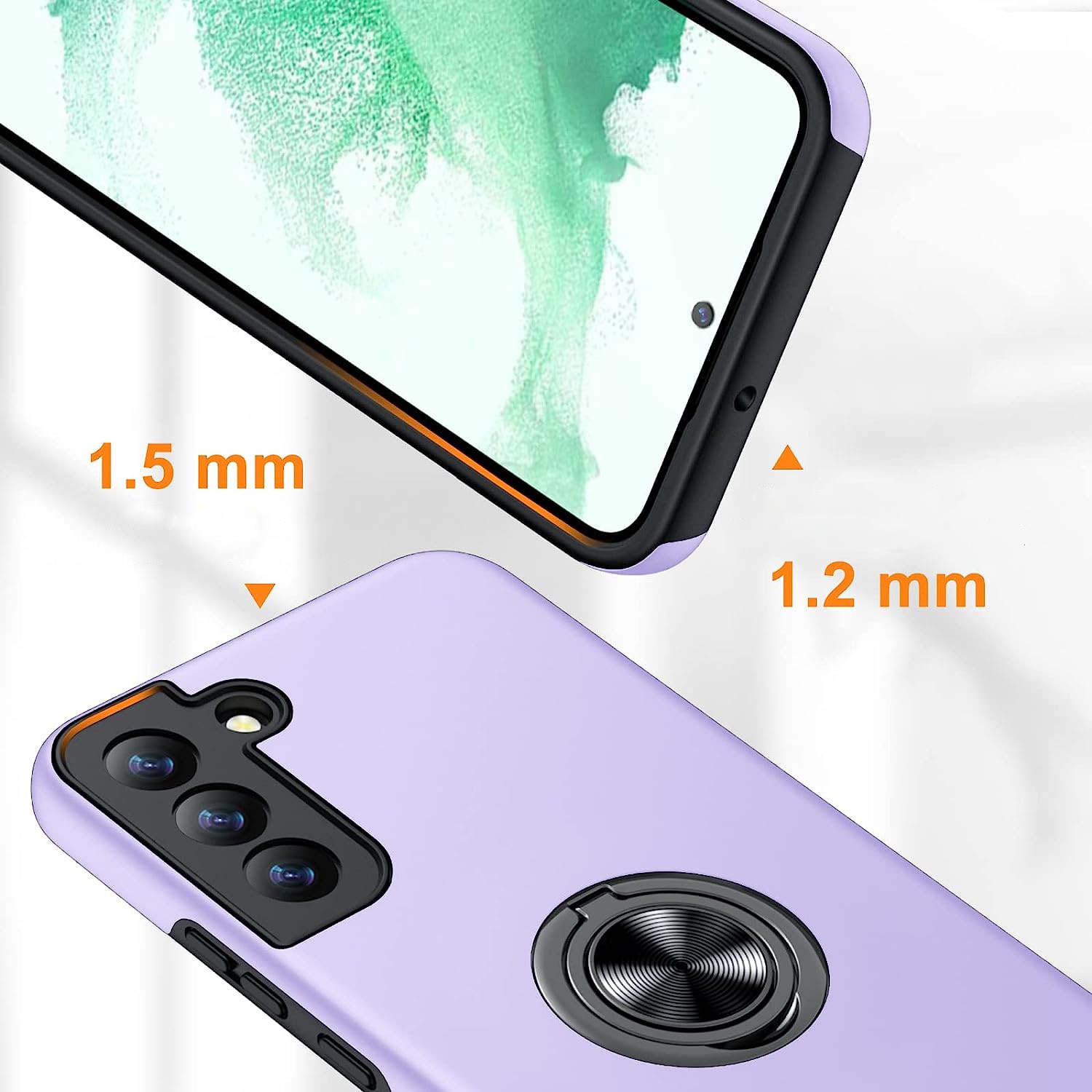 Husa pentru Samsung Galaxy S22, inel rotativ 360° si Kickstand, Protectie Militara Antisoc, cu disipare termica, Purple