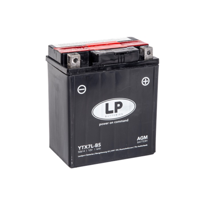 Baterie moto Landport AGM YTX7L-BS, 12 V, 6 Ah, 100 A, cu pachet acid