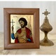 Icoana pictata manual pe sticla, Sfantul Mucenic Sebastian, Sf Sebastian, 16x13cm