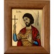 Icoana pictata manual pe sticla, Sfantul Mucenic Sebastian, Sf Sebastian, 16x13cm