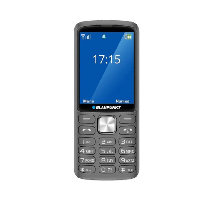 Телефон Blaupunkt FL08, две SIM карти, 32MB, слот за карта, 32MB RAM, 2G, Тъмносив