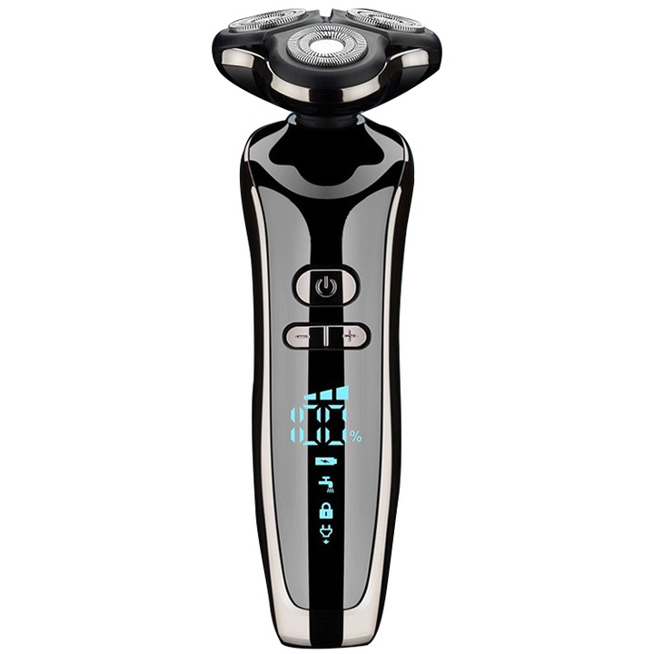 Aparat de ras electric 7 Capete, cu maner lung, Neo™ Blade 3D Samurai®, functie de trimmer, multifunctional, fara fir, incarcare USB, rezistent la apa, 3 lame independente, usor de curatat, sistem 7 in 1, Black-Silver