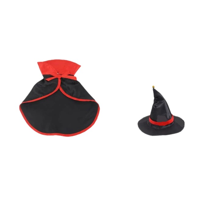 Costum de Halloween pentru animale de companie XiXiRan, poliester, negru/rosu
