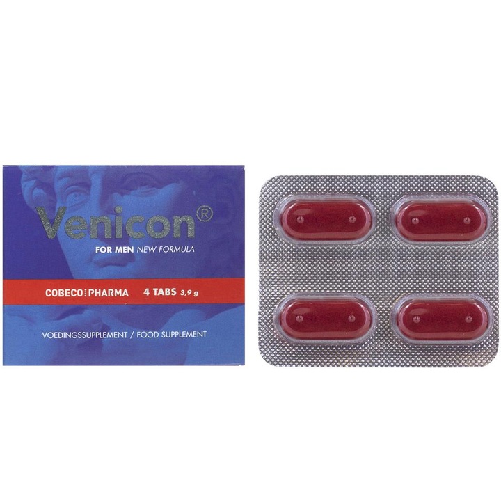 Pastile VENICON Pentru Potenta Ejaculare Precoce si Erectie, Produs 100% Natural Viagra, 4 Capsule, Efect in 30 Minute