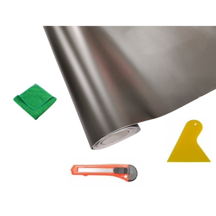 Prémium antracitszürke matrica fólia, 30cm x 100cm, légbuborék-eltávolító technológia, Prémium, domborműves megjelenés, Rögzítőkészlet mellékelve