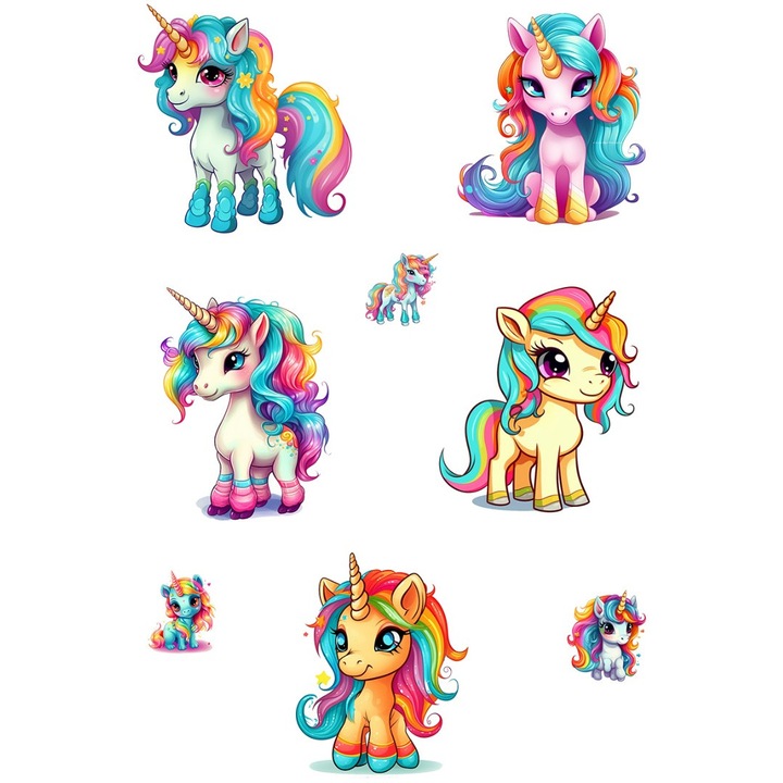 Sticker decorativ Waterproof cu Unicorni, 90x60 cm, 1314STK-1