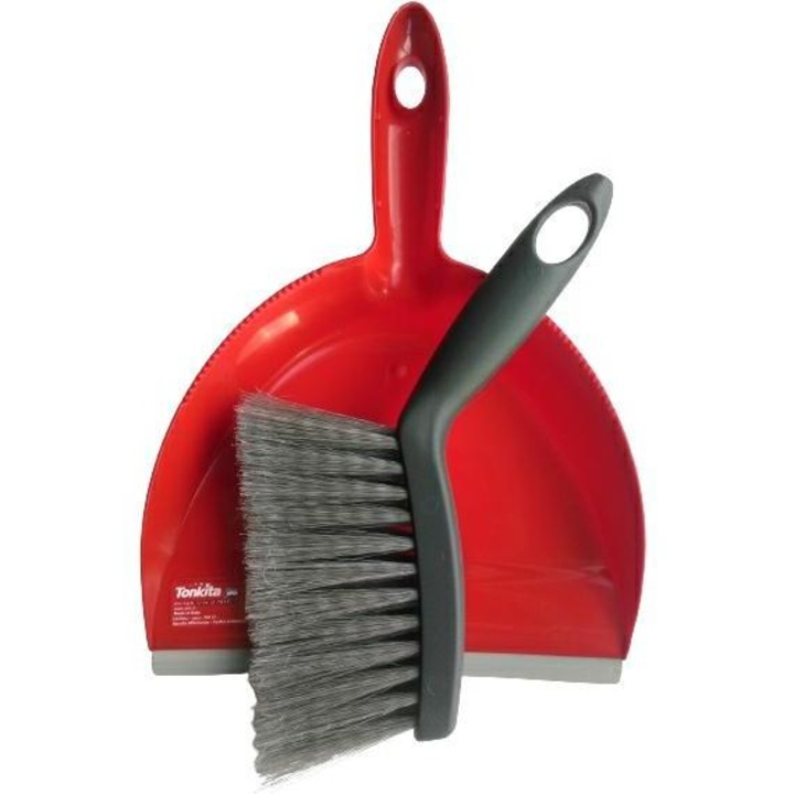 Set mini perie cu faras, Arix, rosu-gri, 17,8x14,5x26,5cm, 13x2x24cm