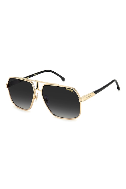 Carrera, Ochelari de soare aviator cu rama metalica, Auriu, Negru, 62-15-145