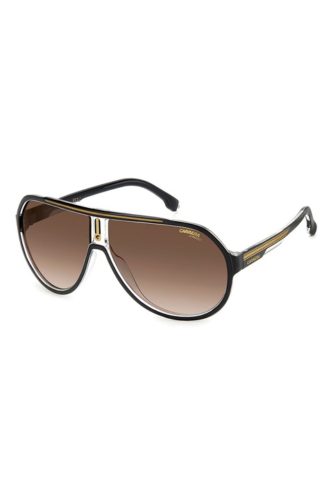 Carrera, Ochelari de soare aviator cu imprimeu logo lateral, Auriu, Negru, 64-11-135