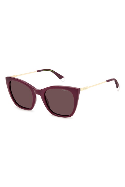 Polaroid, Ochelari de soare cat-eye polarizati, 52-21-145, Auriu/Violet tyrian