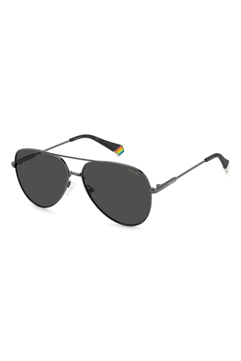 Polaroid, Ochelari de soare aviator unisex cu lentile polarizate, 60-14-145, Gri inchis