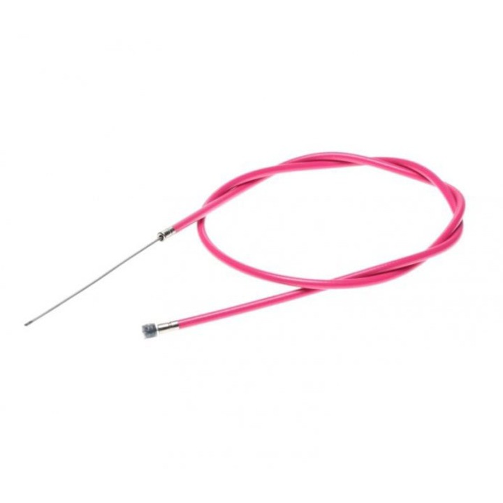 Cablu frana spate cu teaca, pentru biciclete, lungime cablu 1650mm, lungime teaca 1500mm, culoare roz