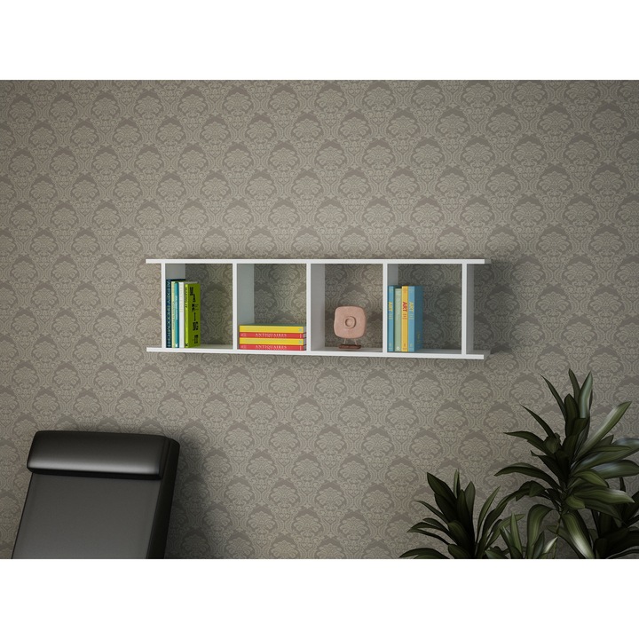 Biblioteca, Snow, Alb, 120 x 19 x 33 cm