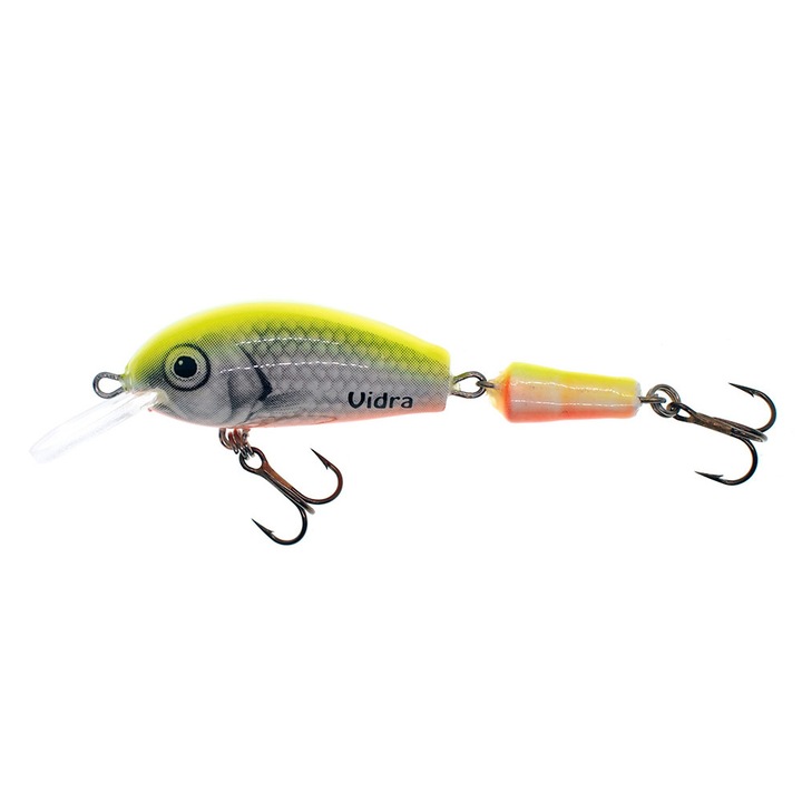 Vobler articulat Wobbler Vidra Agility Jointed 6cm, 7gr, Sinking, SFC (Silver Fluo-Chartreuse) pentru pastrav, biban, stiuca, salau, avat si somn